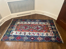 Blue Aztec wool vintage rug